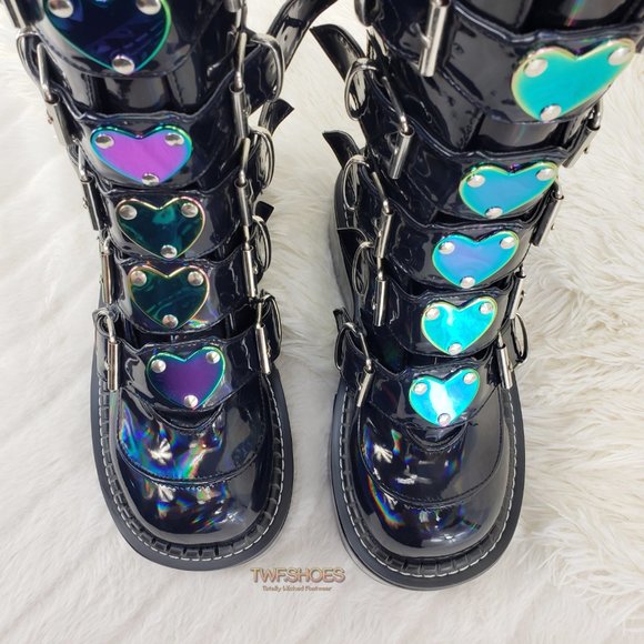 Platform Heart Metal Plates Buckle boot Emily 330 - Picture 14 of 16